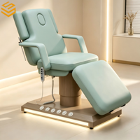 Table de massage électrique portable de luxe à 2 moteurs avec base en bois LED, table motorisée pour soins du visage, SPA, salon, hôtel, maison, magasin de massage des pieds