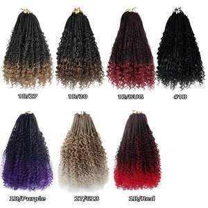 Extensiones de Cabello Sintético Pre-Enlazadas Estilo Boho Box Braids con Puntas Rizadas Teñidas, Fibra Resistente a Altas Temperaturas, Venta Directa de Fábrica al por Mayor - Product Image 6