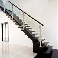 Système de balustrade en verre avec poteaux en acier inoxydable résistant aux intempéries, pour escaliers intérieurs et extérieurs