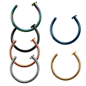 Chirurgischer Stahl C-förmiger Clip Ring Flaches Ende Nasen bügel ring Gefälschte Nase Piercing Lippen schlaufe Labret Piercing Schmuck Modeschmuck - Product Image 1
