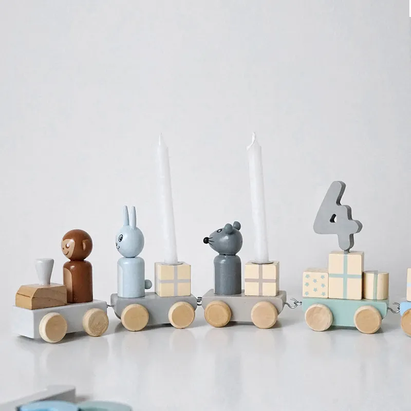 Multifunzione in legno personalizzato numero treno lettera giocattolo treno Set per bambini compleanno battesimo regalo neonato