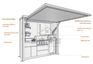 <span class=keywords><strong>Cucina</strong></span> Esterna Modulare in Acciaio Inox, Armadietti da <span class=keywords><strong>Cucina</strong></span> Resistenti alle Intemperie con Tetto a Controllo Remoto - Product Image 5