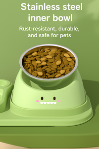 Dispensador de agua moderno de acero inoxidable para perros y gatos, fácil de limpiar, diseño antihumedad, cuenco de PP ecológico con patrón sólido OEM/ODM - Product Image 2