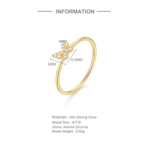 Anello da donna in argento 925 Sterling 18K/14K oro con zircone impilabile anello da sposa - Product Image 5