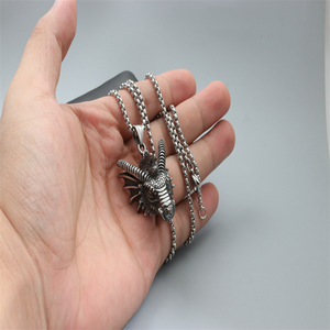 สร้อยคอจี้หัวมังกรสแตนเลส สไตล์พังก์ ของขวัญเครื่องประดับรูปสัตว์ - Product Image 2