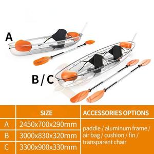 เรือคายัคแบบนั่งเดี่ยว 2 ที่นั่ง น้ำหนักเบา ทนทาน มองทะลุได้ พร้อมฐานใสทำจากโพลีคาร์บอเนต พร้อมไฟ LED - Product Image 6