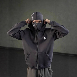 Sudadera con Capucha y Estampado Urbano para Hombre con Diseño de Cremallera, Estilo <span class=keywords><strong>Ninja</strong></span> Personalizado y Pasamontañas - Product Image 6