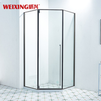 Weixing Cabine de douche Offre Spéciale 304 Acier inoxydable brossé Gun Gris encadré Verre trempé Diamant Charnière Salle de douche