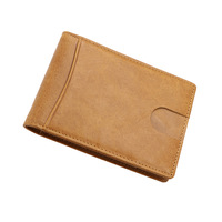 Pemegang kartu blok Rfid logo kustom remaja hemat sublimasi pengatur dompet uang kulit sapi pria ramping