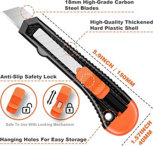 Taglierino Multiuso in Plastica e Acciaio di Alta Qualità 18mm con Logo Personalizzato per Bricolage, Imballaggio, Arte, Carta da Parati, Pellicole e Scatole - Product Image 2