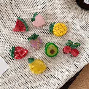 دبوس شعر نسائي لطيف من النحاس والحجر الطبيعي فاكهة صغير دبوس جانبي مصغر مشبك جبهته مكسور أعلى مشبك غطاء رأس للفراولة والكرز - Product Image 2