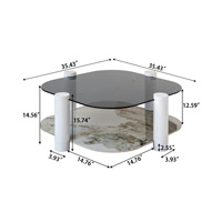 Voxhome table basse gigogne de luxe en verre avec plateau en marbre et pieds blancs meubles de salon pour la maison