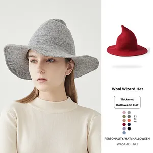 <span class=keywords><strong>Sombrero</strong></span> <span class=keywords><strong>de</strong></span> <span class=keywords><strong>bruja</strong></span> <span class=keywords><strong>de</strong></span> lana <span class=keywords><strong>para</strong></span> Halloween personalizado al por mayor, <span class=keywords><strong>sombrero</strong></span> <span class=keywords><strong>de</strong></span> mago sólido a la moda <span class=keywords><strong>para</strong></span> fiesta <span class=keywords><strong>de</strong></span> otoño e invierno <span class=keywords><strong>para</strong></span> <span class=keywords><strong>mujer</strong></span> - Product Image 1