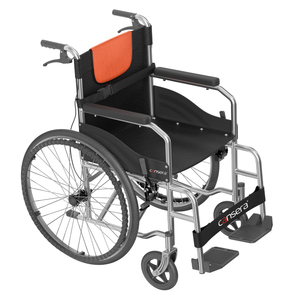 Sedia a Rotelle Manuale 24 Pollici con Pneumatici Solidi e Doppi Freni, Telaio in Lega di Alluminio, Sedile Comfort in Oxford per Anziani e Disabili - Product Image 3