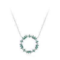 Collier Pendentif Cercle Ouvert Zirconium Marquise Plaqué Rhodium ZG Couleur Émeraude Bijoux Éternité Usage Quotidien