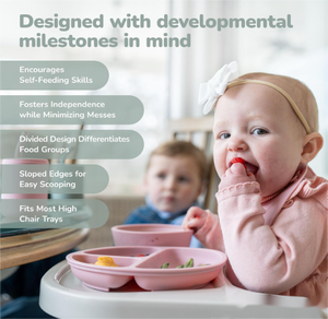 Vassoio in Silicone 100% WeeSprout per bambini piccoli lavastoviglie a microonde amichevole piastra di aspirazione coperchi Design diviso torta al cioccolato - Product Image 5