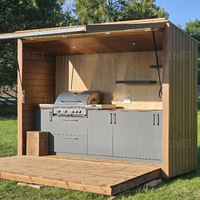 Cuisine extérieure de style américain avec barbecue, en acier inoxydable, armoires de cuisine modernes pour barbecue