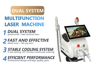 Machine laser multifonctionnelle à double système, prix d'usine, certifiée CE, refroidissement par glace, épilation indolore, élimination des tatouages - Product Image 3