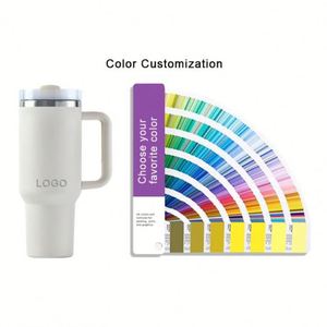 Gobelet isotherme personnalisé avec logo, 40 oz, double paroi en acier inoxydable, tasse à café isolée sous vide, 30 oz, gobelets de voyage pour voiture avec poignée et couvercle - Product Image 1