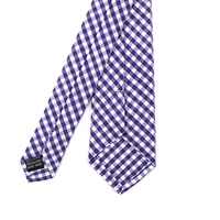 Cravate pour garçons en coton fin, faite à la main, à carreaux violets et blancs, style gingham, vente en gros Chine