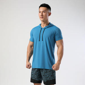 T-shirt à capuche personnalisé pour homme, séchage rapide, respirant, pour la randonnée, la gym, la course et l'entraînement sportif estival - Product Image 3