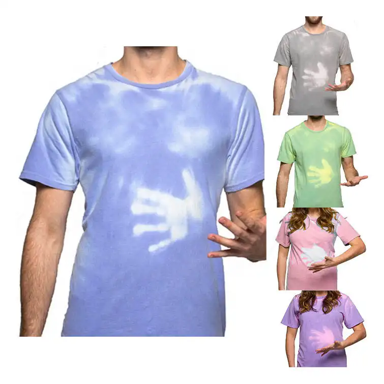 Fábrica Custom Últimas Tendências Moda Calor Sensível Cor Mudando Unisex T shirt 100% Algodão Moda Tshirt