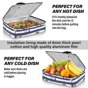 Sac isotherme pour aliments en aluminium imprimé sur mesure, motif coucher de soleil hawaïen à rayures marine, pour dîner et camping - Product Image 5