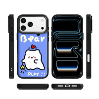 Coque de téléphone AG Feeling Black Edge avec motif ours ampoule dorée pour iPhone 17, 17 Pro Max, 16 Pro, 15, 15 Pro Max – Coque magnétique