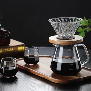 <span class=keywords><strong>Cafetera</strong></span> 2024 de vidrio de borosilicato alto, <span class=keywords><strong>cafetera</strong></span> hecha a mano, olla Mocha con tapa de vidrio, embudo de filtro de Base de madera - Product Image 3