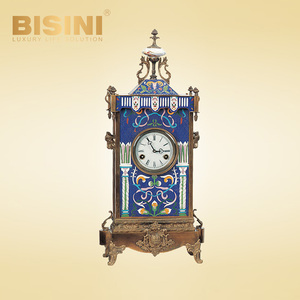 Exquisita <span class=keywords><strong>torre</strong></span> de <span class=keywords><strong>reloj</strong></span>, <span class=keywords><strong>reloj</strong></span> de mesa de cobre chapado en oro, clásico, colorido, con patrones florales, de escritorio esmaltado - Product Image 5
