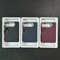 Casing Ponsel Lipat Magnetik dengan Cincin Jari Logam untuk iPhone Lipat Duo, Tekstur Anyaman, Perlindungan Engsel, Bingkai Kamera Terangkat