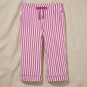 Pantalon large en coton décontracté à rayures pour femme grande taille, respirant, écologique, lavé, taille mi-haute avec cordon de serrage, style streetwear, idéal pour l'été - Vente en gros - Product Image 3