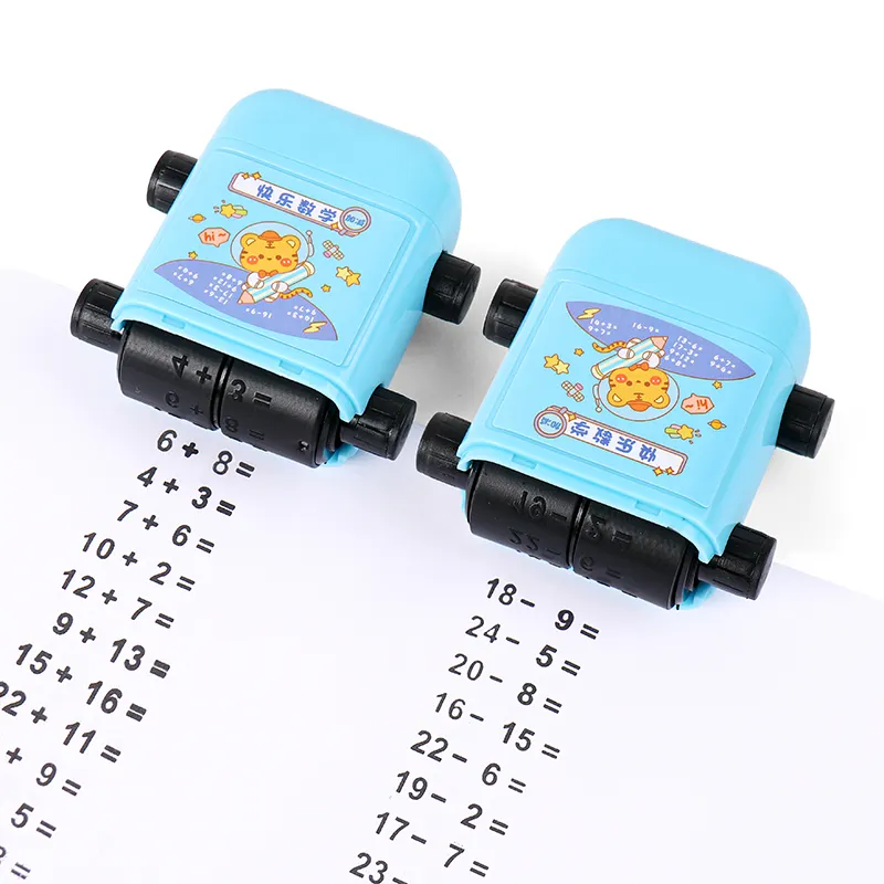 2023 Hot Sale 2 em 1 Adição e Subtração multiplicação Selos de Ensino Roller para Crianças Matemática Digital Ensino Stamp