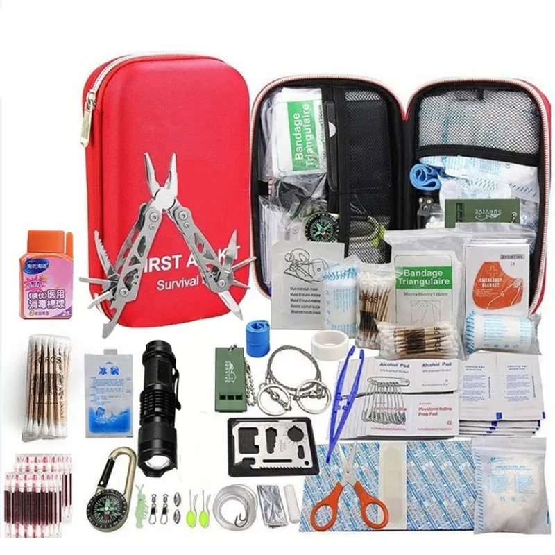 Outdoor Supplies Emergency First Aid Survival Kit, Multifunctional Camping Equipment Survival First Aid Kit