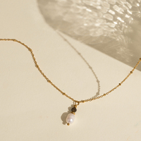 Colliers pendentifs DIY étanches, anti-ternissement, en acier inoxydable 316L plaqué or 18 carats, avec perles d'eau douce et chaîne satellite, idéal pour un cadeau