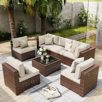 Ensembles de conversation en osier modernes chaise de canapé en rotin table basse pour repas en plein air jardin patio hôtels meubles de salon
