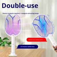 Raquette anti-moustiques électrique rechargeable puissante avec batterie au lithium et fonction tue-mouches, modèle d'exportation