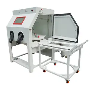 KF-1212W Wet Blasting Cabinet Water Sandblasting Machine With Turntable And Cart