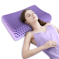 Oreiller en TPE violet personnalisable OEM, vente en gros directe usine, oreiller rafraîchissant pour voyage, avion, camping, transfrontalier