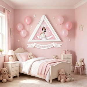 Hucha Triangular de Plástico Blanco para Niña, con Diseño de Comunión y Estampado de 4 Colores, 19.8x19.8x5cm, 2 Piezas por Bolsa, para Edades de 8 a 13 Años - Product Image 4