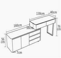 Table de toilette moderne en bois, meuble TV de chambre, meuble de rangement de maquillage rétractable de luxe haut de gamme pour chambre lumineuse, multifonctionnel