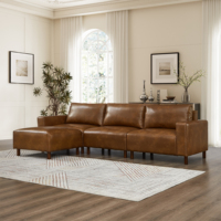 Sofá Modular Cuadrado de Cuero PU Marrón Personalizable de 2-5 Plazas, Otomana Seccional, Muebles Modernos para Sala de Estar, Hotel, Hospital