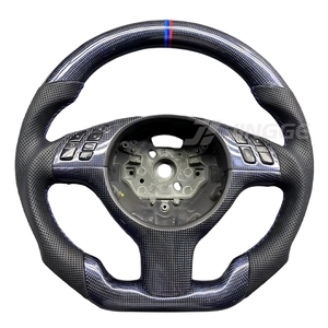Volant <span class=keywords><strong>de</strong></span> voiture en cuir et fibre <span class=keywords><strong>de</strong></span> carbone Plug&Play E46 m Sports pour BMW M3 M5 M6 E46 E39 E53 330ci 325i E60 E63 E64 X5 - Product Image 1