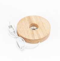 Lampe de nuit en cristal avec motif universel gravé au laser 3D personnalisable, 6 cm, avec lumière LED, base en bois, alimentation USB