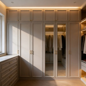 <span class=keywords><strong>Armoire</strong></span> avec miroir et éclairage LED, poignées dorées, <span class=keywords><strong>armoire</strong></span> moderne de luxe en chêne pour chambre à coucher - Product Image 1