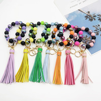 Offre Spéciale Coloré Glands Porte-clés Portefeuille Avec Bracelet Bracelet Bracelet Silicone Perles Bracelet Bracelet Portefeuille Porte-clés