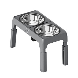 Foldable Height Adjustable Dog Bowl Stainless Steel Double Feeding <b>Tray</b> For Small Medium Dogs Pet Feeder With 8Cm <b>Folded</b> Height - Product Image 2