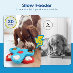 Jouet interactif pour chien : Distributeur de friandises à 3 niveaux rotatifs avec 2 zones de léchage et 9 couvercles amovibles pour une alimentation lente - Product Image 2
