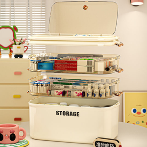 Boîte de rangement pour médicaments en plastique de grande capacité, organisateur médical transparent multicouche, boîte de rangement pour médicaments de premiers secours pour la famille - Product Image 3