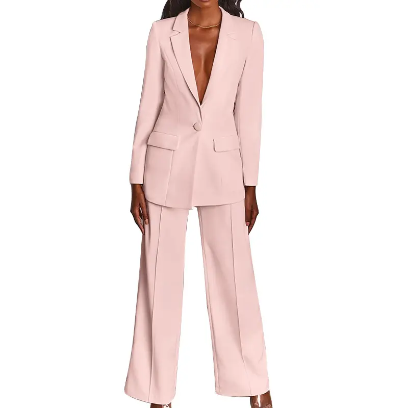 2021 Fashion Elegant New Style Candy Color Formal Blazer And Pant 2 Piece Set For Women Business Outfits Blazer Suits Set